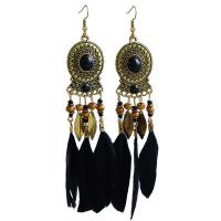Fashion Feather Earring , Zinc Alloy, with Feather, antique gold color plated, Bohemian style & for woman 