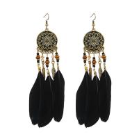 Fashion Feather Earring , Zinc Alloy, with Feather, gold color plated, Bohemian style & for woman & enamel 