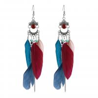 Fashion Feather Earring , Zinc Alloy, with Seedbead & Feather, antique silver color plated, Bohemian style & for woman & enamel 