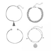 Fashion Zinc Alloy Bracelets, with 2inch extender chain, platinum color plated, 4 pieces & for woman, 65mm Approx 7-8 Inch 