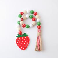 Dyed Wood Beads, Schima Superba, with Linen, Strawberry, cute, mixed colors Approx 53 cm 