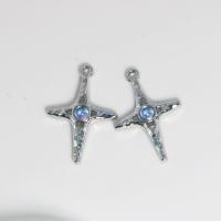 Cats Eye Pendants, Zinc Alloy, with Cats Eye, Cross, silver color plated, fashion jewelry & DIY, blue 