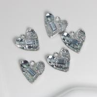 Zinc Alloy Heart Pendants, platinum color plated, fashion jewelry & DIY & with rhinestone 