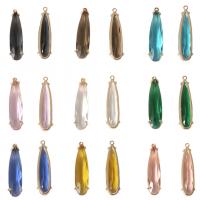 Crystal Brass Pendants, with Brass, Teardrop, gold color plated, fashion jewelry & DIY & faceted 