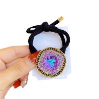 Ponytail Holder, Zinc Alloy, with Rubber Band & Crystal, gold color plated, fashion jewelry & for woman 40mm 