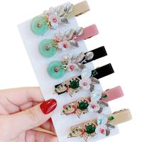 Alligator Hair Clip, Crystal, with Cloth & Resin & Plastic Pearl & Zinc Alloy & for woman & with rhinestone, 60mm 