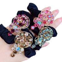 Ponytail Holder, Zinc Alloy, with Czech Rhinestone & Cloth, Candy, plated, Korean style & for woman 35mm 