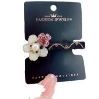 Alligator Hair Clip, Crystal, with Cloth & Resin & Plastic Pearl, Flower, Korean style & for woman 80mm 