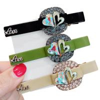 Alligator Hair Clip, PU Leather, with Crystal & Zinc Alloy, Korean style & for woman & with rhinestone, 80mm 