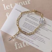 Bracelets de perles En alliage de zinc , perle d'eau douce cultivée, avec alliage de zinc, bijoux de mode & pour femme & avec strass, doré Environ 7 pouce, Vendu par PC