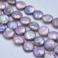 Button Cultured Freshwater Pearl Beads, Natural & DIY, purple, 13-14mm Approx 40 cm 