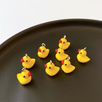 Animal Resin Pendant, Duck, cute & DIY, yellow, 13mm, Approx 