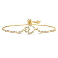 Cubic Zirconia Micro Pave Brass Bracelet, with Plastic Pearl, real gold plated, box chain & micro pave cubic zirconia & for woman Approx 9.4 Inch 