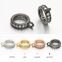 Brass Bail Beads, Donut, plated, DIY & micro pave cubic zirconia [