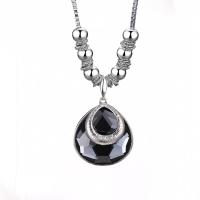 Кристалл свитер цепи ожерелье, Латунь, с Кристаллы, плакирован серебром, ювелирные изделия моды & Женский, 40mm, длина:Приблизительно 65 см, продается PC