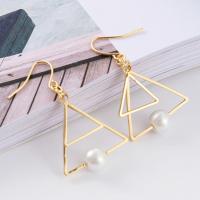Plastic Pearl Zinc Alloy Earring, with Plastic Pearl, fashion jewelry & for woman 42mm 