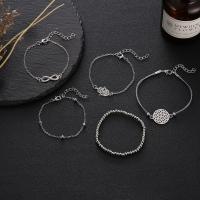 Fashion Zinc Alloy Bracelets, silver color plated, 5 pieces & fashion jewelry & for woman 