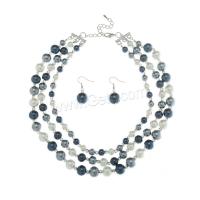 Fashion Zinc Alloy Jewelry Sets, earring & necklace, with Plastic Pearl, with 2.9inch extender chain, 2 pieces & fashion jewelry & for woman Approx 16.1 Inch 