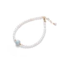 Gemstone Pearl Bracelets, Freshwater Pearl, with Gemstone & Brass, 14K gold-filled, fashion jewelry & natural & for woman 4mm cm [