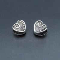 Zinc Alloy Heart Beads, antique silver color plated, vintage & DIY Approx [
