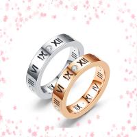 Couple Finger Rings, Titanium Steel, Unisex & micro pave cubic zirconia 