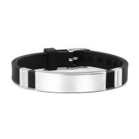 Silicone Stainless Steel Bracelets, 304 Stainless Steel, with Silicone, Unisex Approx 8.66 Inch [