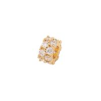Cubic Zirconia Micro Pave Brass Beads, Round, gold color plated, DIY & micro pave cubic zirconia 