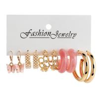 Plastic Pearl Zinc Alloy Earring, with Plastic Pearl, gold color plated, 5 pieces & fashion jewelry & for woman 