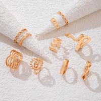 Zinc Alloy Ring Set, gold color plated, 10 pieces & fashion jewelry & for woman, golden, nickel, lead & cadmium free 