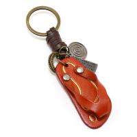 Leather Key Chains, Cowhide, with Iron & Zinc Alloy, handmade, fashion jewelry & Unisex 