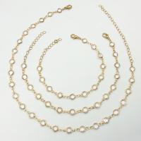Crystal Jewelry Sets, Brass, with Crystal, with 1.97inch extender chain, fashion jewelry & for woman Approx 16.54 Inch, Approx 6.69 Inch, Approx 8.27 Inch 