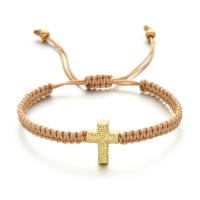 Fashion Zinc Alloy Bracelets, Polyester Cord, with Zinc Alloy, Cross, plated, adjustable & for woman Approx 18-28 cm 