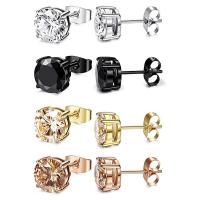 Stainless Steel Cubic Zirconia Stud Earring, 316L Stainless Steel, Vacuum Ion Plating, Unisex & micro pave cubic zirconia 