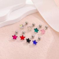 Stainless Steel Ear Piercing Jewelry, 304 Stainless Steel, Star, fashion jewelry & Unisex & with rhinestone 