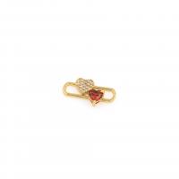 Cubic Zirconia Micro Pave Brass Pendant, Paper Clip, 18K gold plated, DIY & with heart pattern & micro pave cubic zirconia [