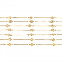Brass Beading Chains, 18K gold plated, DIY & micro pave cubic zirconia 