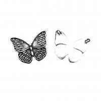 Zinc Alloy Animal Pendants, Butterfly, antique silver color plated, vintage & DIY & double-hole Approx 