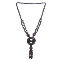 Schmuck Perlen Halskette, Kokosrinde, mit Holz, Modeschmuck & für Frau, Kaffeefarbe, Länge:ca. 29.92 ZollInch, verkauft von PC