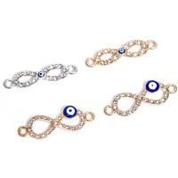 Evil Eye Jewelry Connector, Brass, plated & enamel & with rhinestone [