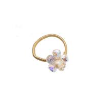 Cultured Freshwater Pearl Finger Ring, with Quartz & Brass, Flower, 18K gold plated, fashion jewelry & adjustable & for woman, 20mm 