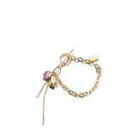 Cultured Freshwater Pearl Brass Bracelet, with Brass, 18K gold plated, fashion jewelry & for woman Approx 7.5 Inch [