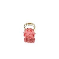Культивированный пресноводные жемчужные палец кольцо, Синтетический коралл, с Пресноводные жемчуги & Латунь, Форма цветка, 18K позолоченный, ювелирные изделия моды & Женский, 30mm, продается PC