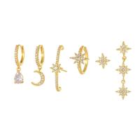 Cubic Zirconia Micro Pave Brass Earring, gold color plated, 6 pieces & micro pave cubic zirconia & for woman, 5.3-31.5mm [