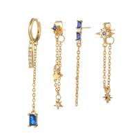 Cubic Zirconia Micro Pave Brass Earring, gold color plated, 4 pieces & micro pave cubic zirconia & for woman  [