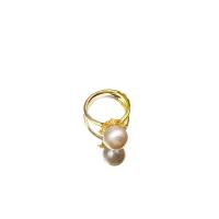 Cultured Freshwater Pearl Finger Ring, with Brass, 18K gold plated, fashion jewelry & for woman 