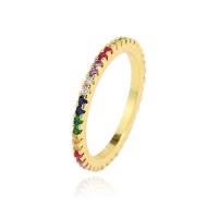 Brass Finger Ring, gold color plated, Unisex  & micro pave cubic zirconia, US Ring 