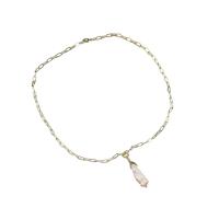 Freshwater Pearl Brass Necklace, with Brass, 18K gold plated, fashion jewelry & for woman Approx 17.7 Inch 