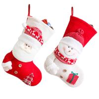 Knitted Fabric Christmas Sock, with Non-woven Fabrics, Christmas Design & hanging & Wall Hanging 
