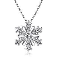 Cubic Zirconia Micro Pave Brass Pendant, Snowflake, platinum plated, fashion jewelry & DIY & micro pave cubic zirconia & for woman, clear 