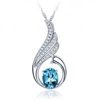 Crystal Brass Pendants, Cupronickel, with Crystal, platinum plated, fashion jewelry & micro pave cubic zirconia & for woman & hollow, blue [